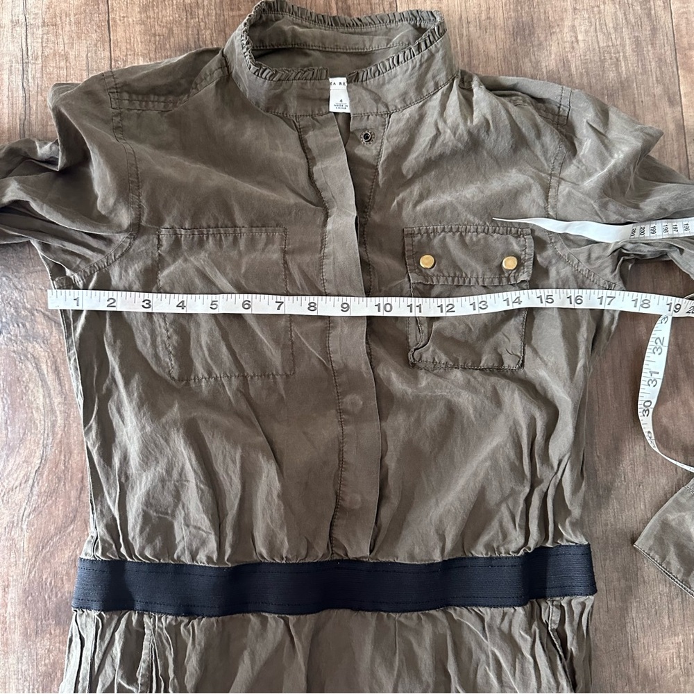 Banana Republic silk blend olive green empire waist button front dress - Picture 8 of 15